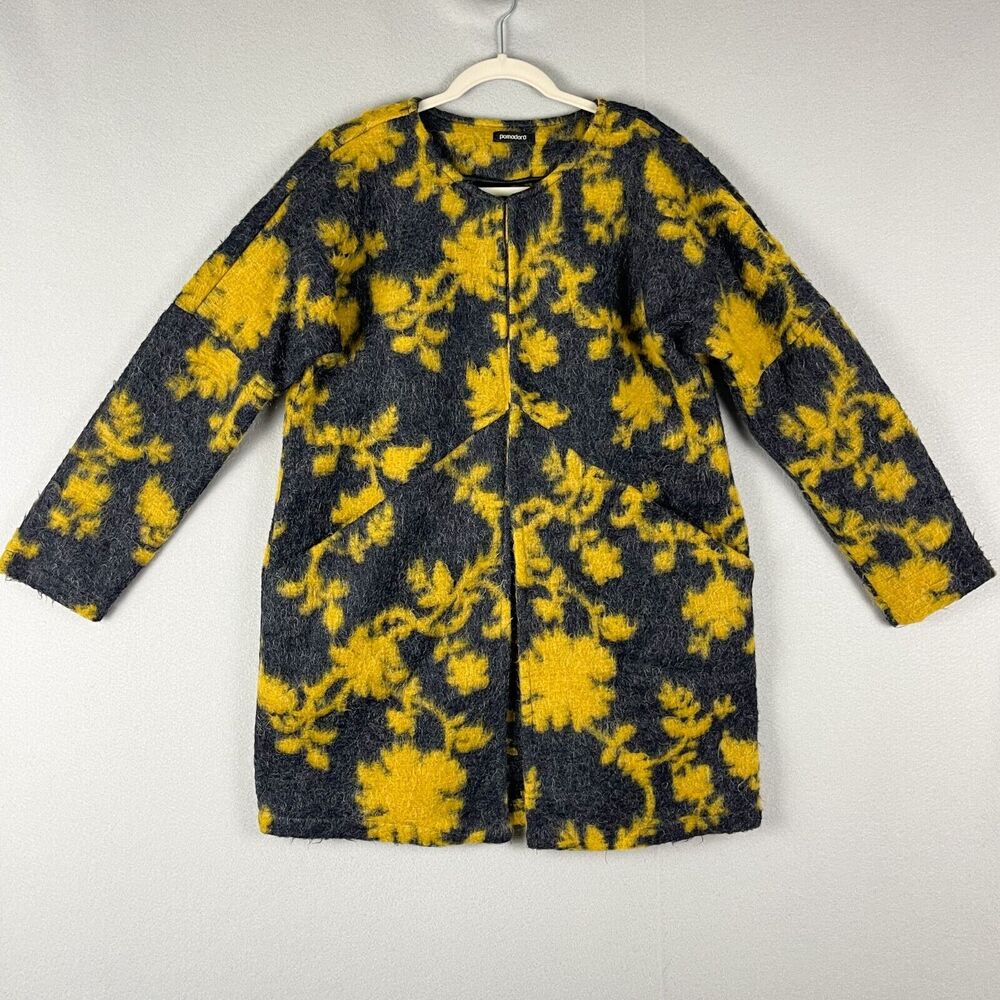 Pomodoro Mohair Blend Jacket Coat Women 8 Floral Pocket Collarless Made in Italy